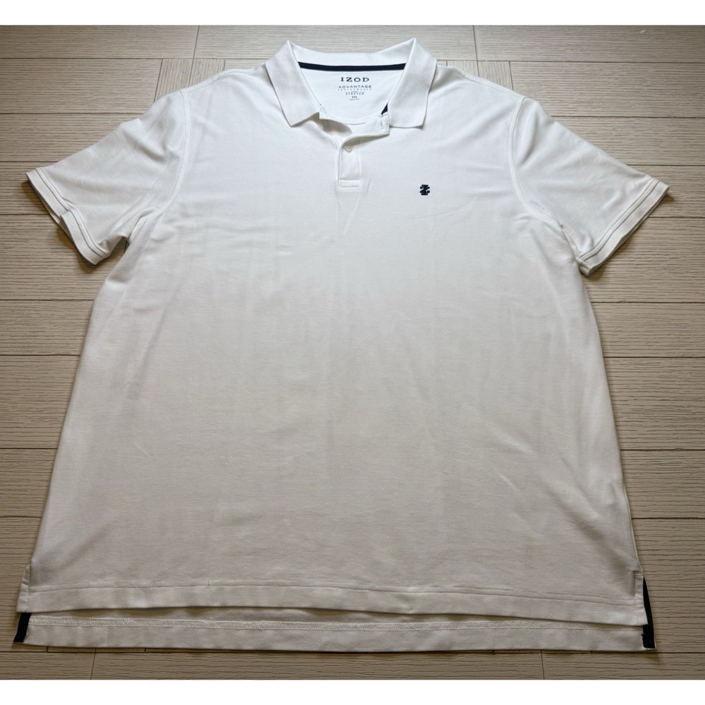 IZOD Advantage Performance Golf Polo Shirt Men's XXL White Navy Natural Stretch